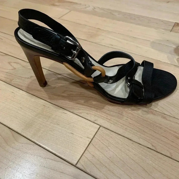 Vintage Celine brown strappy heels size 37 1/2 (6.5-7~US) - Picture 1 of 11